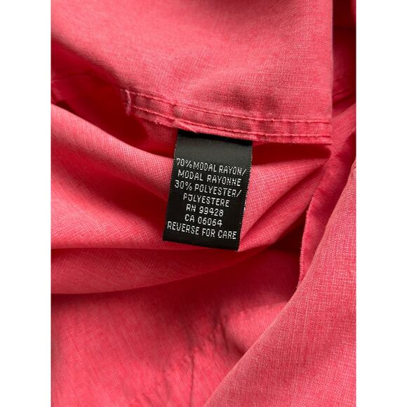 Bugatchi Uomo Men’s Large Pink Short Sleeve Casual Button Up Hawaiian Camp Shirt - Picture 8 of 9